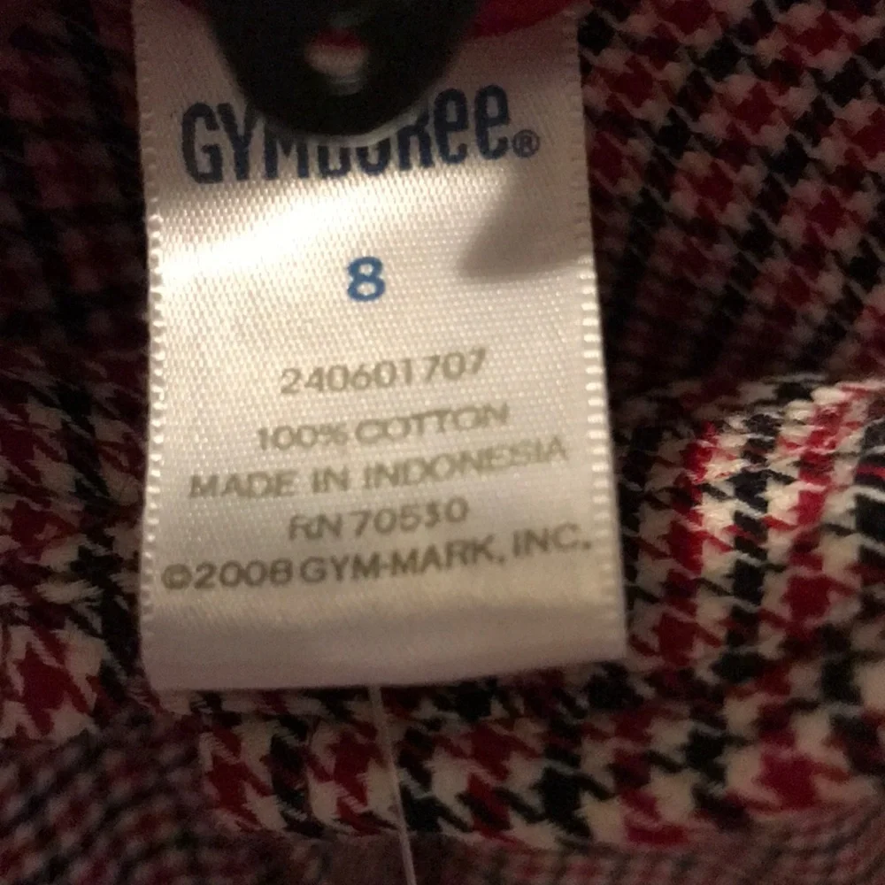 New Gymboree boy’s 8 Holiday Classics houndstooth button down shirt red black